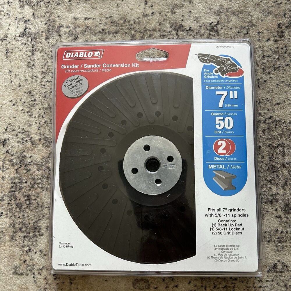 Diablo 7 In. Metal Grinder/Sander Conversion Kit 2 50 Grit Discs